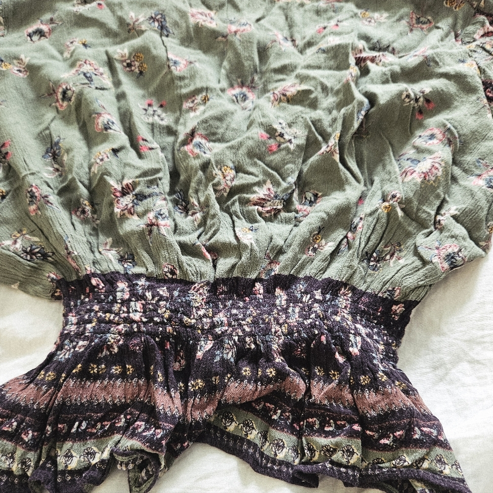 Gypsy Love Floral Green Blouse Boho Bohemian - Picture 7 of 10
